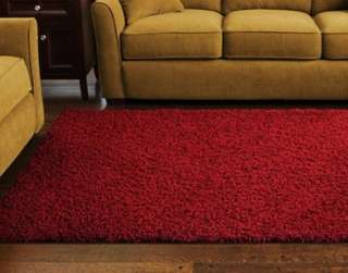 NEW Shag Plush Area Rug in Cranberry Red 8 x 10 Bound Carpet w 