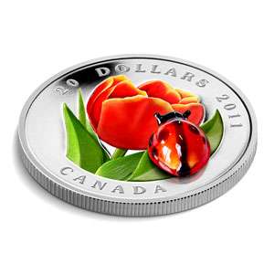 2011 CANADA $20 TULIP SILVER PROOF COIN MURANO GLASS LADYBUG SOLD OUT 