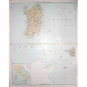  BACON MAP 1894 ITALY SARDINIA MEDITERRANEAN SICILY