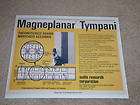audio research magneplanar tympani ad 1973 articl e spec expedited