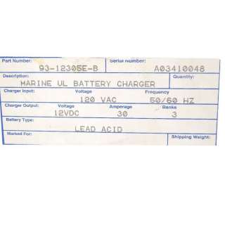 CHARLES MARINE 93 12305E B 30 AMP BOAT BATTERY CHARGER  
