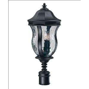    Post Lantern   Black Finish  Clear Watered Glass