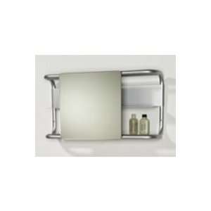   rectangular wall mount aluminum frame with two shelves and a square