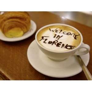  Florence, Italy, Cappuccino with Text in Chocolate Premium 