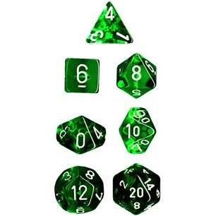 Chessex Dice Polyhedral 7 Die Translucent Dice Set   Green