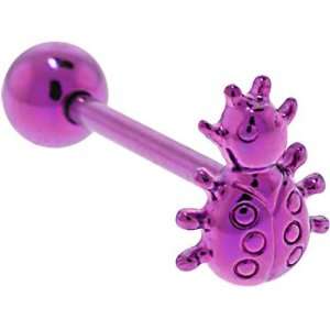    Purple Titanium Anodized 3 D Lady Bug Barbell Tongue Ring Jewelry