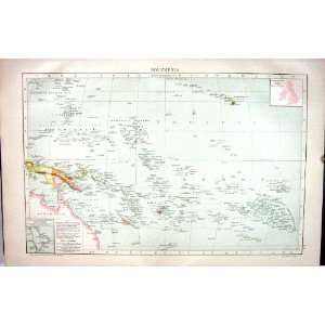   Map C1893 Polynesia New Guinea Coral Sea Marshall Sandwich Fiji Home