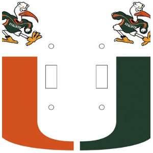 Miami Hurricanes Double Light Switch Cover Plate 