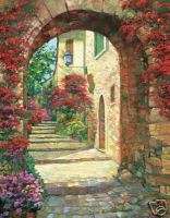 Via St. Tropez by Howard Behrens, Floral Archway Print  
