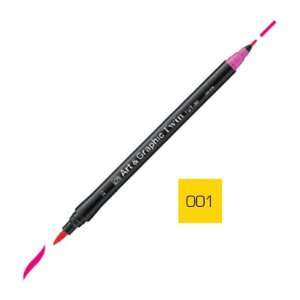  ZIG Art and Graphic Twin Tip Brush Marker Pen 001 Yellow 