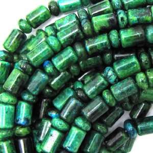   blue green azurite cylinder rondelle beads 16 strand