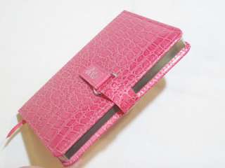 Journal Diary Pink Faux Alligator Clutch Silver Ring  