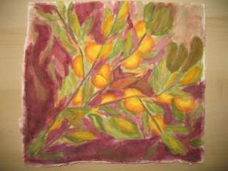 LEMON TREE Original Berry Watercolor Painting Botanical  