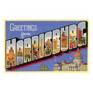 Greetings from Harrisburg, Pennsylvania Premium Poster Print, 12x8 