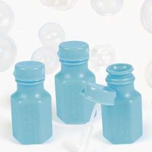  100 Mini Hexagon Baby Blue Bubble Bottles 
