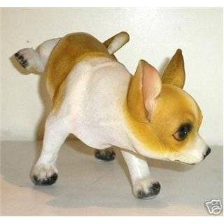 Peeing White/Tan Chihuahua Dog Lawn Garden Statue by Collectible 