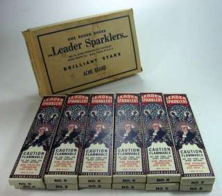 VINTAGE 1950 60s LEADER SPARKLERS ONE DOZEN BOXES & CARTON ONLY 