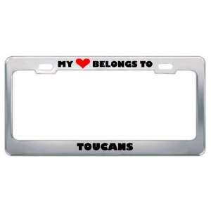 My Heart Belongs To Toucans Animals Metal License Plate Frame Holder 