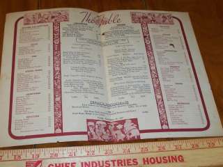 The Fable Menu, Hotel Drake, San Francisco, 1937  Dated Original 