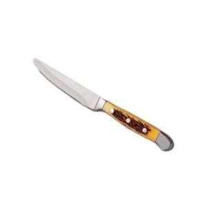 World Tableware Yellow Pom Handle Steak Knife   Dozen  