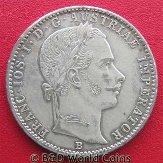 AUSTRIA 1859 B 1/4 FLORIN SILVER XF DETAILS RARE COIN  
