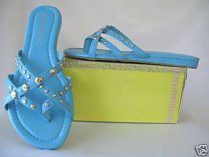 Womens turquoise flip flops thong sandals size 5 1/2  