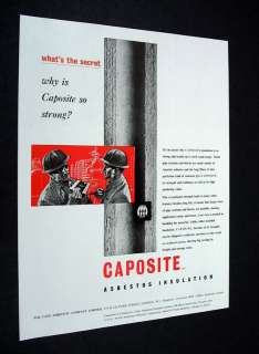CAPE ASBESTOS CO Caposite Insulation 1957 print Ad  