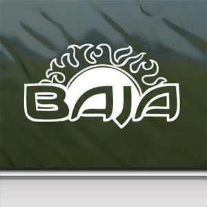 Baja Sun Logo White Sticker RACING BOATS Laptop Vinyl Window White 