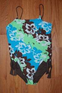  Jean Company brown, turquoise and green one piece bathing suit 16 1/2