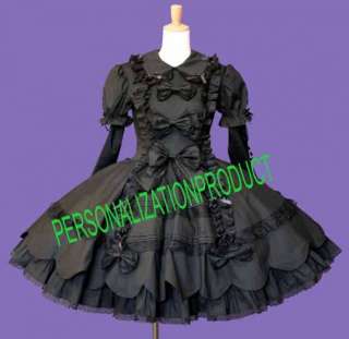 Sweet gothic lolitastunning black cute bows lace dress  