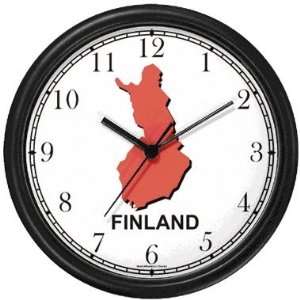 Map of Finland Wall Clock by WatchBuddy Timepieces (Hunter Green Frame 