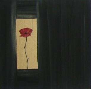 RED POPPIES GOLD BLACK TRIPTYCH PAINTING by *STEPHANIE* 91.5cm x 30 
