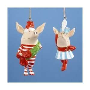    Olivia the Pig Resin Bandleader Ornament Pair 