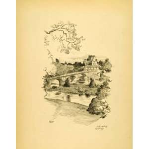  1927 Print Kelso Abbey Bridge Scotland Gordon Home 