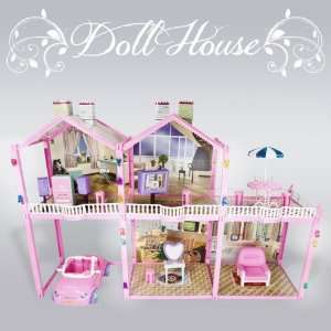   Dollhouse House Pretend Condo 2 Story 3 Rooms Car Patio Fits Barbie