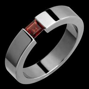  Sima   size 12.25 Titanium Ring with Tension Set Garnet 