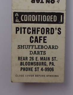 1950s Matchbook Pitchfords Cafe Darts Bloomsburg PA MB  