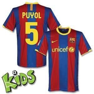  10 11 Barcelona Home Jersey + Puyol 5 (Fan Style)   Boys 