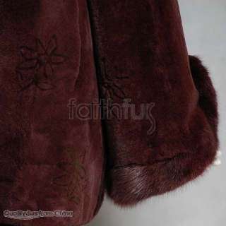 Sheared Rex Rabbit Fur Jacket Mink Fur Trimed With Hood  