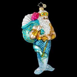  RADKO KING NEPTUNE Merman Fish Glass Christmas Ornament 