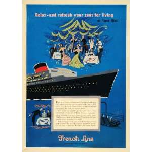  1955 Ad Travel French Line Cruise Ship Europe Holiday 