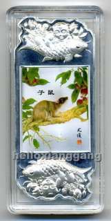 Auspicious Chinese Zodiac coloured silver coin RAT  