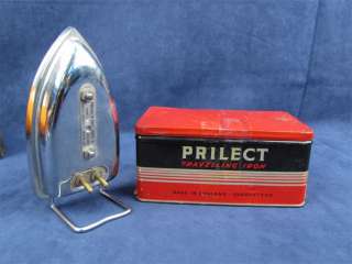 Vintage 1940s Prilect Travelling Iron In Original Tin  