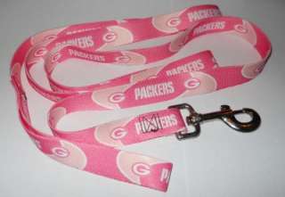 GREEN BAY PACKERS PINK Dog Collar & Leash ID Tag Pet Set NFL Licensed 