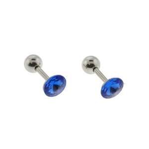 Tragus 5mm Blue Pointed CZ Ear Barbells   16G (0.25 6mm)   Sold as a 