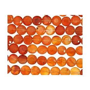  Carnelain (natural orange) Faceted Puff Coin 5 6mm Arts 