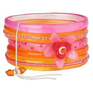  Orna Lalo Design Bracelet Bangle Pink Orange Ladies Bead 