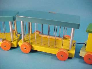 VINTAGE WOODEN CIRCUS TRAIN PULL TOY ARGENTINA BOX 1950  