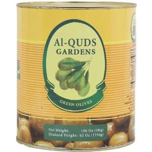 Al Quds Gardens green olives, can, 106 oz., 62 oz. drained  