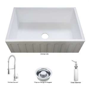  Westbrass Farmhouse White Kitchen Sink Faucet and Soap 